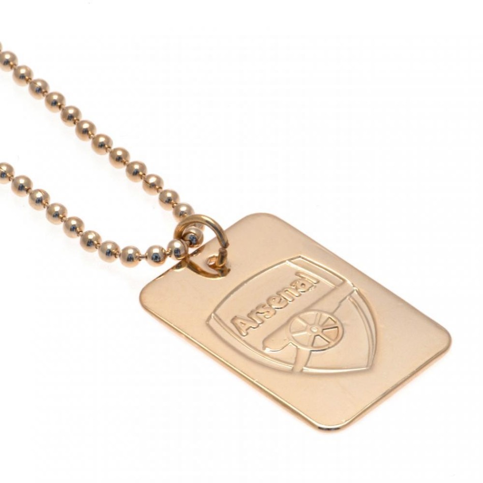 FC Arsenal řetízek na krk se psí známkou Gold Plated Dog Tag & Chain - FC Arsenal klíčenky, náramky, šperky