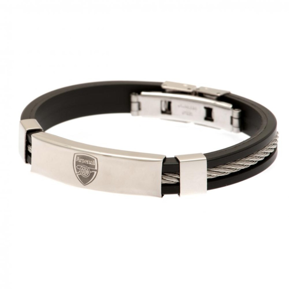 FC Arsenal silikonový náramek Silver Inlay Silicone Bracelet - FC Arsenal klíčenky, náramky, šperky