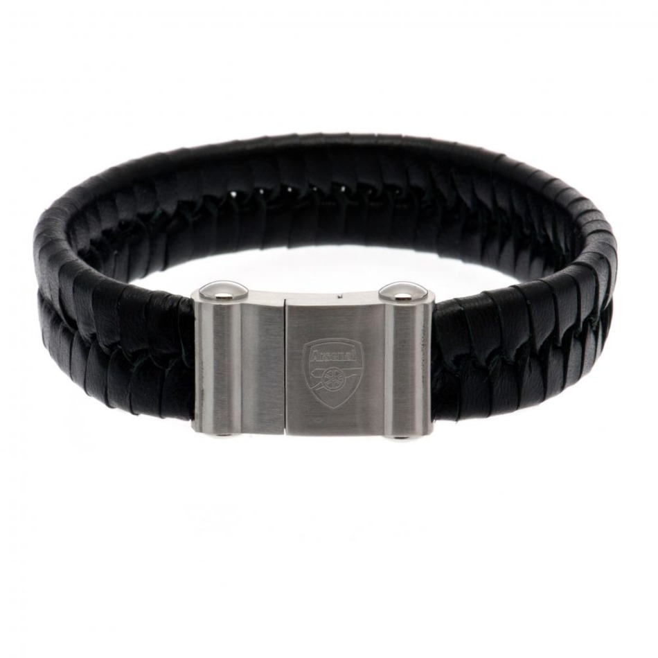 FC Arsenal kožený náramek Single Plait Leather Bracelet - FC Arsenal klíčenky, náramky, šperky