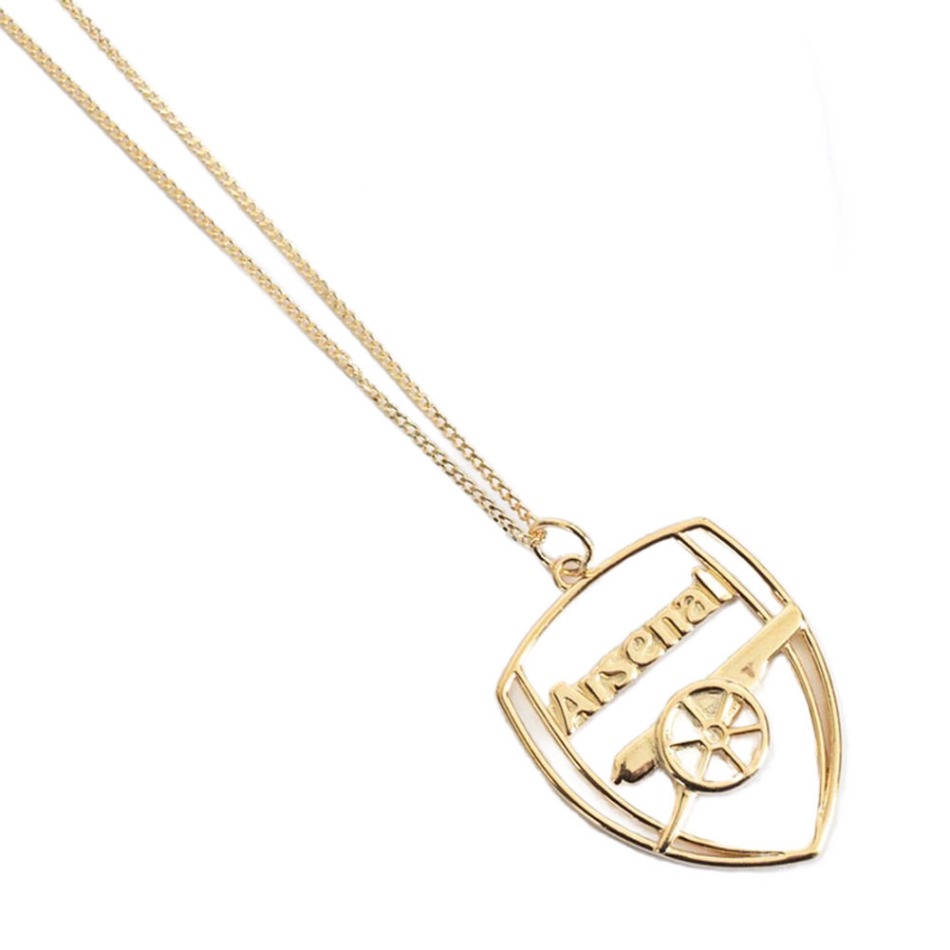 FC Arsenal řetízek na krk s&nbsp;přívěškem 18ct Gold Plated on Silver Crest - FC Arsenal klíčenky, náramky, šperky