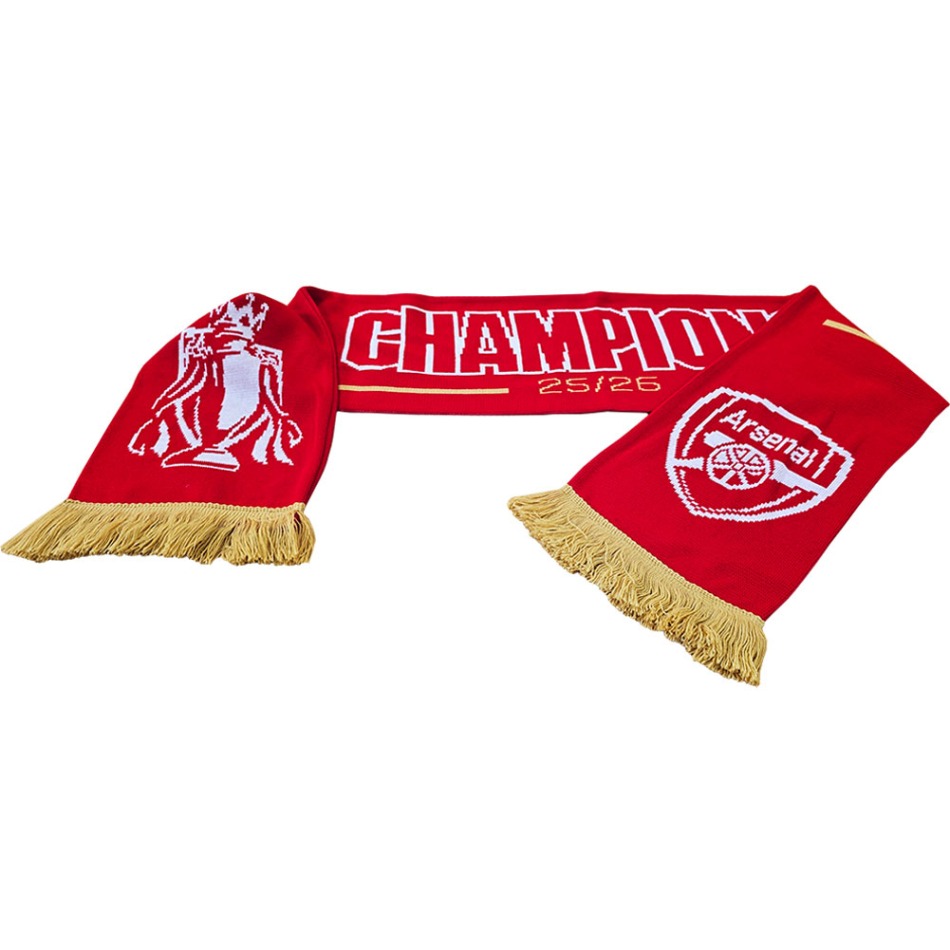 FC Arsenal zimní šála Gold Premier League Champions 25/26 - FC Arsenal kšiltovky, čepice, rukavice