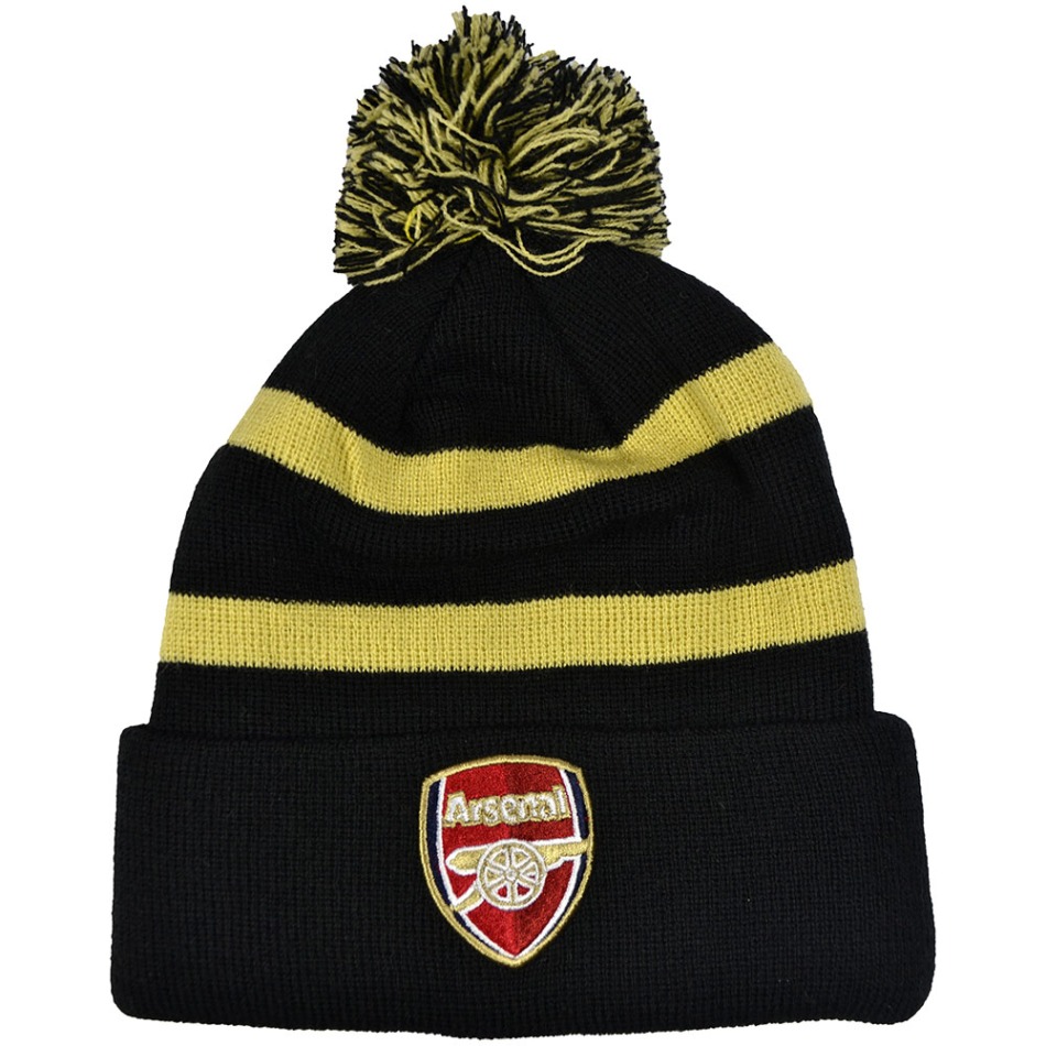 FC Arsenal zimní čepice Bobble Stripe gold - FC Arsenal šály, čepice, rukavice