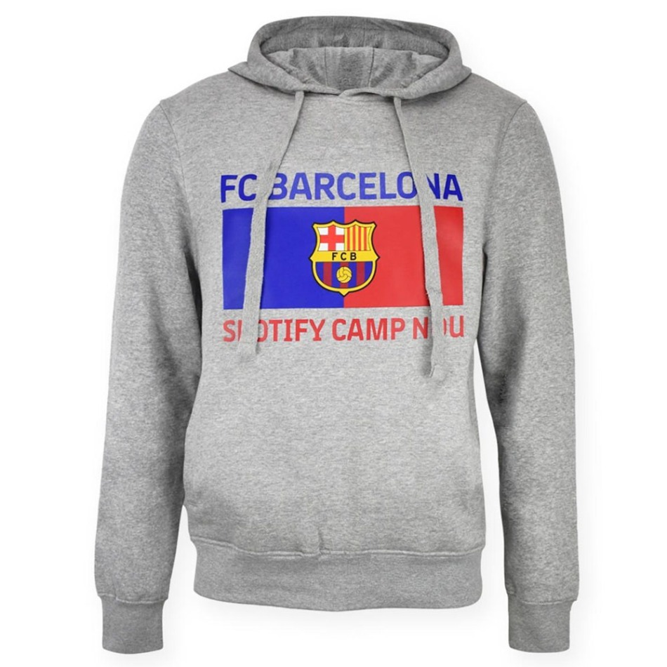 FC Barcelona dětská mikina s kapucí Camp Nou grey