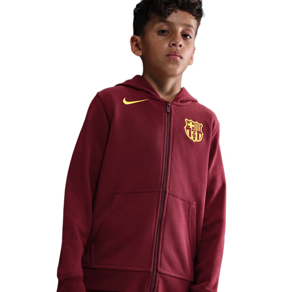 FC Barcelona dětská mikina s kapucí Zip Club red
