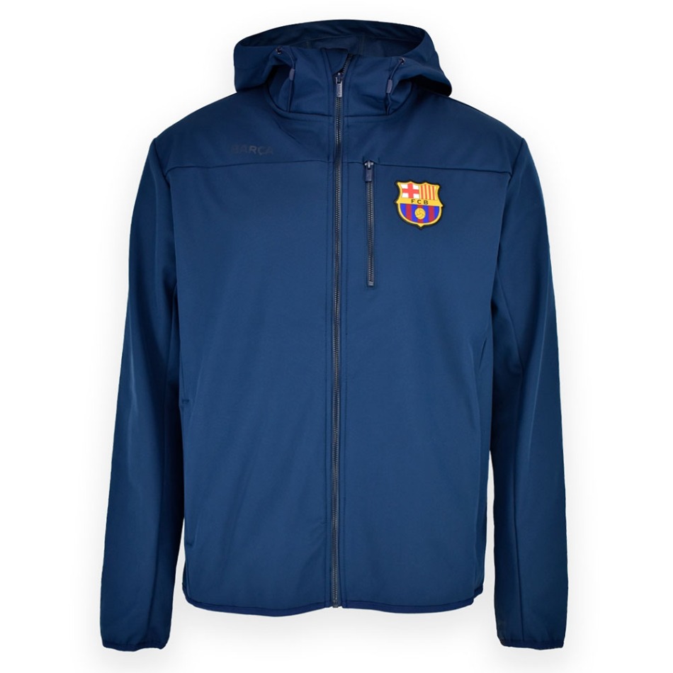 FC Barcelona pánská bunda s&nbsp;kapucí Softshell navy light - FC Barcelona mikiny, bundy