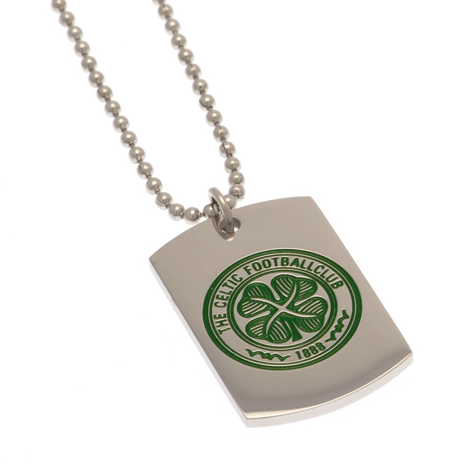 FC Celtic řetízek na krk se psí známkou Enamel Crest Dog Tag & Chain - FC Celtic klíčenky, náramky, šperky