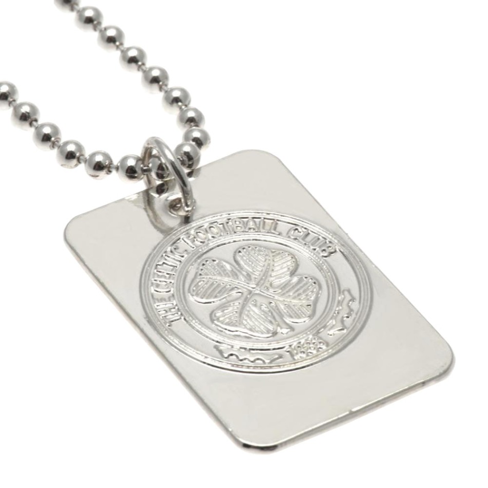 FC Celtic řetízek na krk se psí známkou Silver Plated Dog Tag & Chain - FC Celtic klíčenky, náramky, šperky