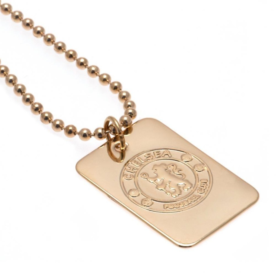 FC Chelsea řetízek na krk se psí známkou Gold Plated Dog Tag & Chain - FC Chelsea klíčenky, náramky, šperky
