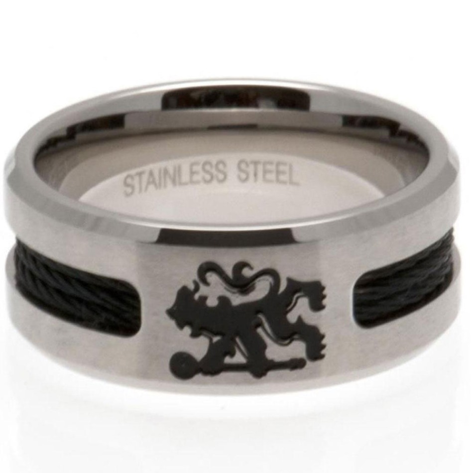 FC Chelsea prsten Black Inlay Small - FC Chelsea klíčenky, náramky, šperky
