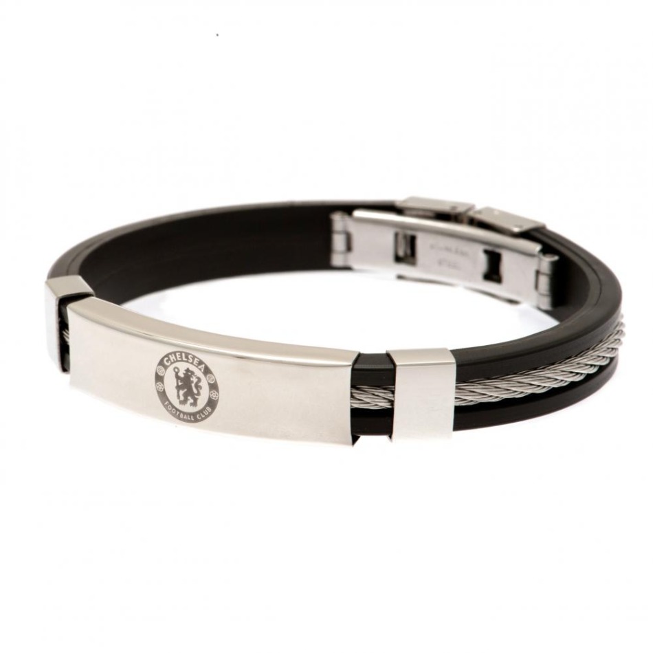 FC Chelsea silikonový náramek Silver Inlay Silicone Bracelet - FC Chelsea klíčenky, náramky, šperky