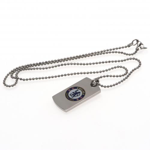 FC Chelsea řetízek na krk se psí známkou Colour Crest Dog Tag & Chain - FC Chelsea klíčenky, náramky, šperky