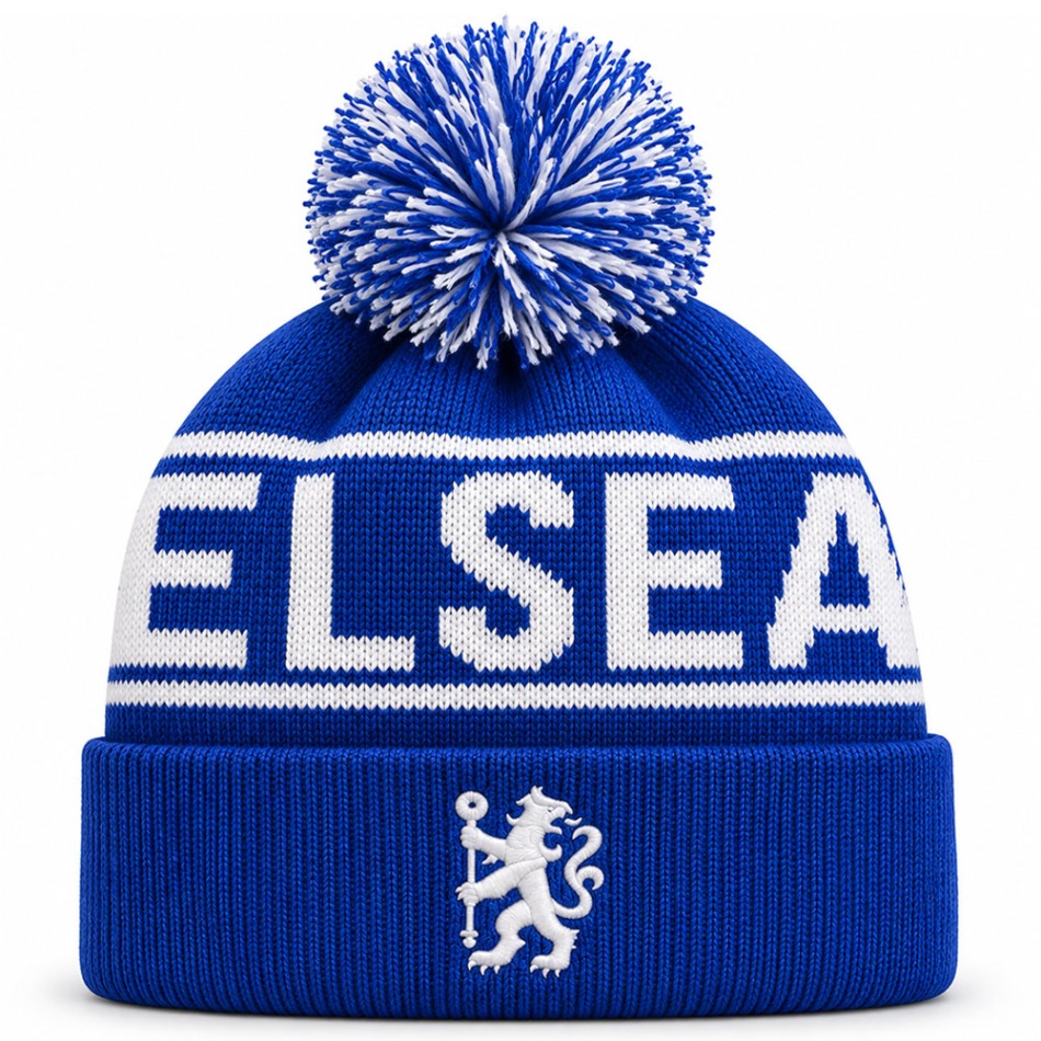 FC Chelsea zimní čepice Text Ski Hat - FC Chelsea šály, čepice, rukavice