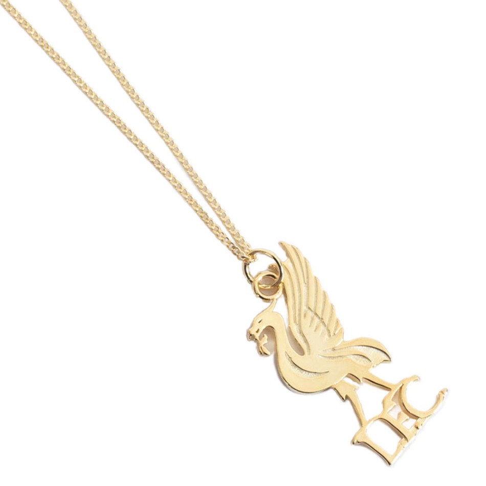 FC Liverpool řetízek na krk s&nbsp;přívěškem 18ct Gold Plated on Silver Liverbird - FC Liverpool klíčenky, náramky, šperky