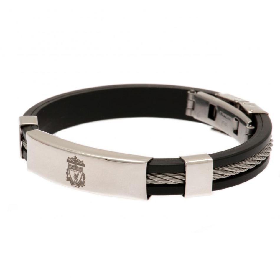 FC Liverpool silikonový náramek Silver Inlay Silicone Bracelet - FC Liverpool klíčenky, náramky, šperky