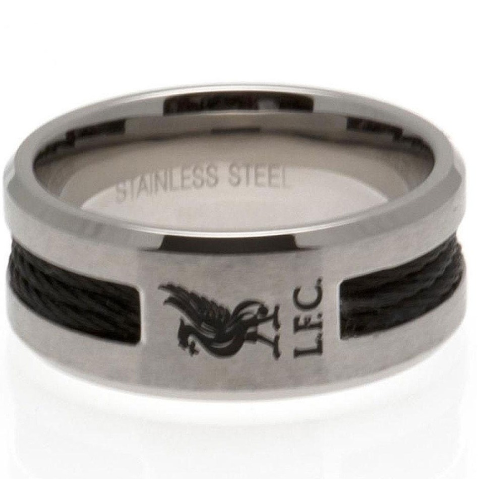 FC Liverpool prsten Black Inlay Large - FC Liverpool klíčenky, náramky, šperky