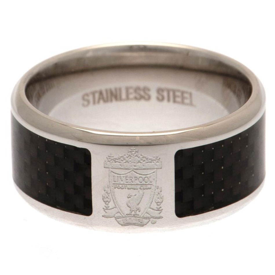 FC Liverpool prsten Carbon Fibre Ring Small - FC Liverpool klíčenky, náramky, šperky