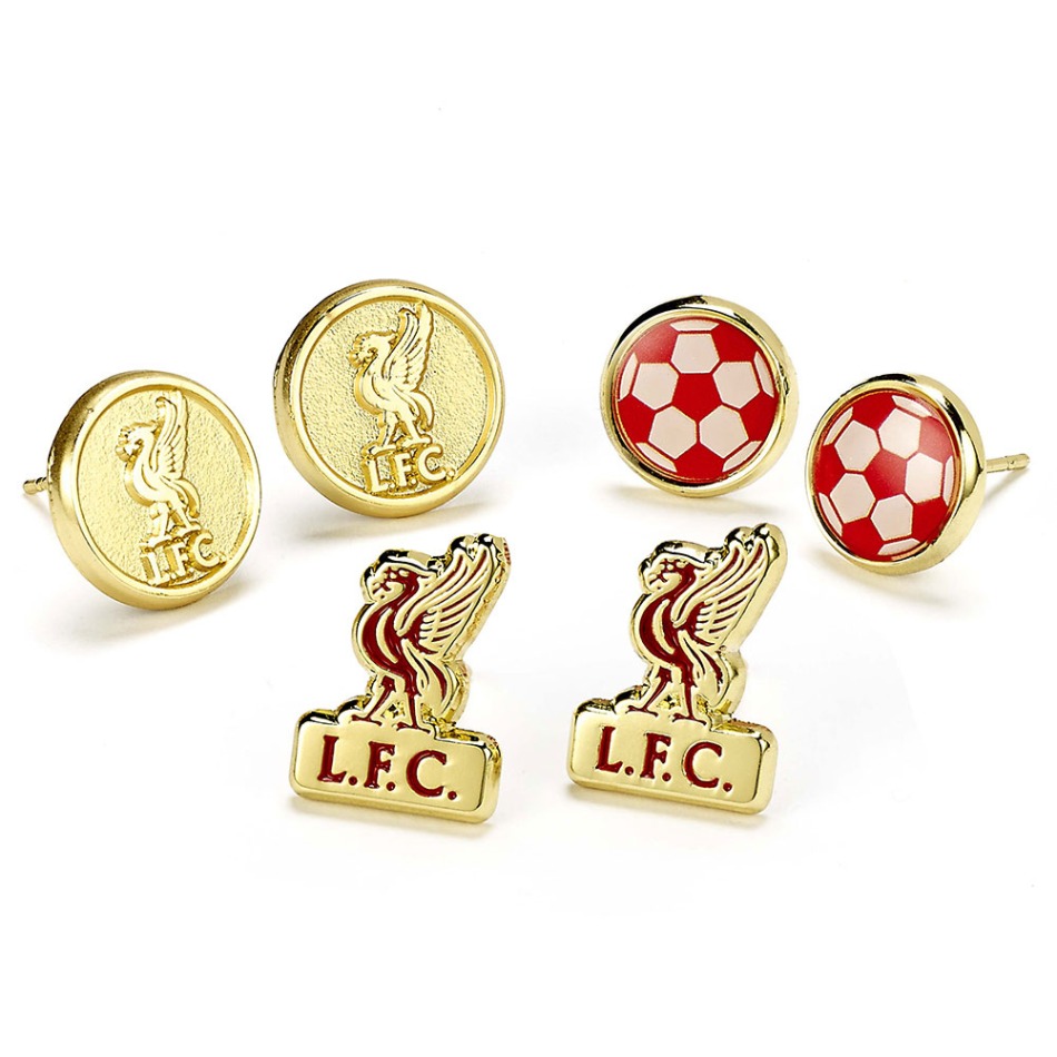 FC Liverpool sada náušnic three unique designs - FC Liverpool klíčenky, náramky, šperky