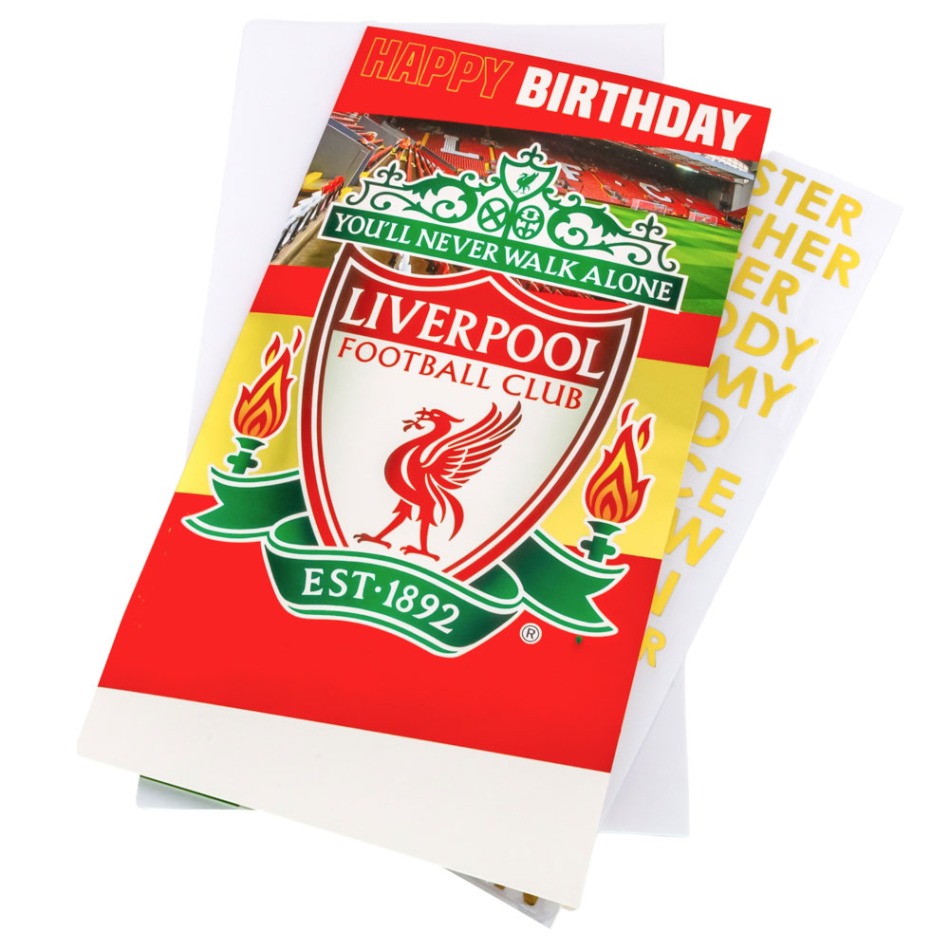 FC Liverpool narozeninové přání se samolepkami Personalised Birthday Card - FC Liverpool ostatní suvenýry