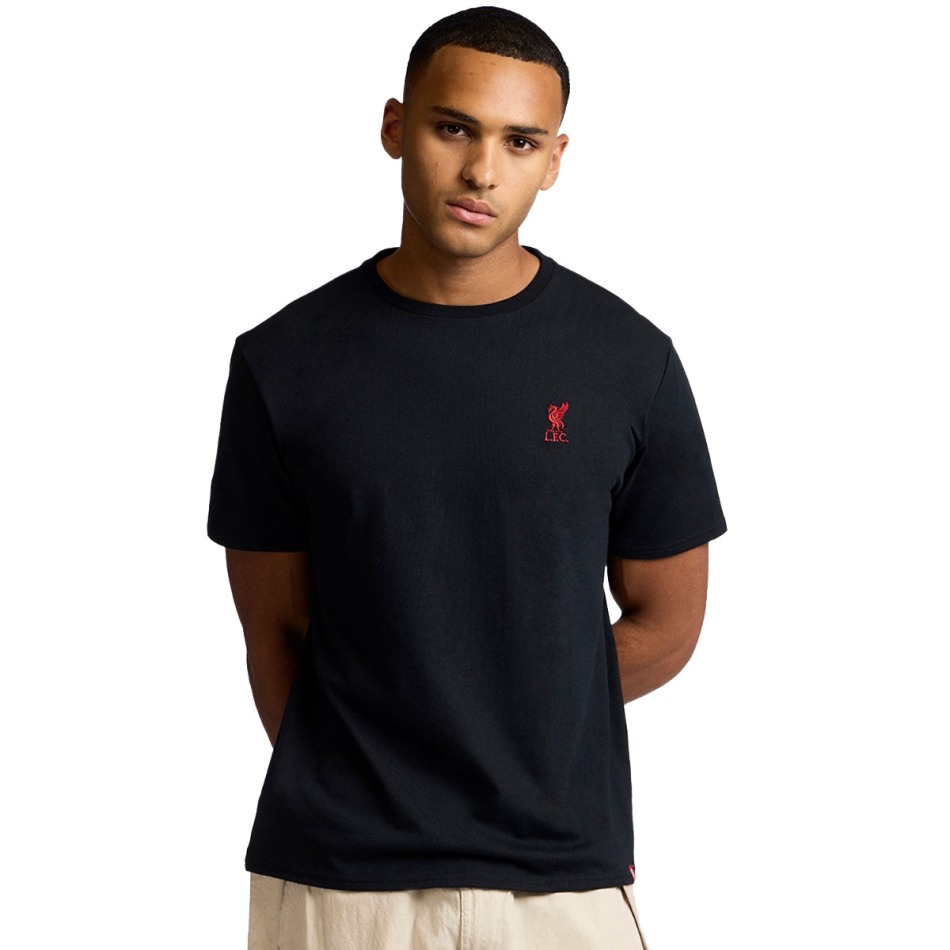FC Liverpool pánské tričko Embroidered black - FC Liverpool trička, polo trička, košile
