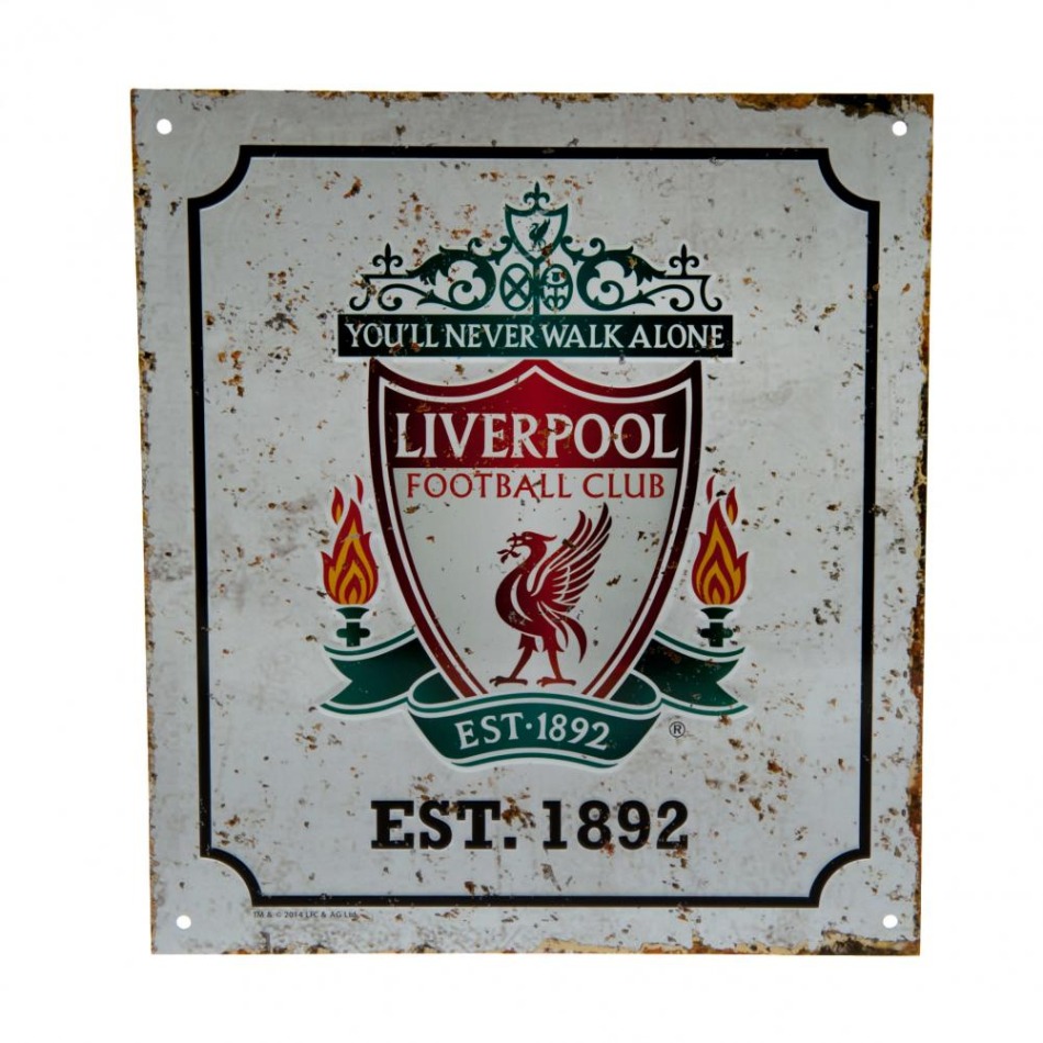 FC Liverpool cedule na zeď Retro Logo Sign - FC Liverpool vlajky, plakáty