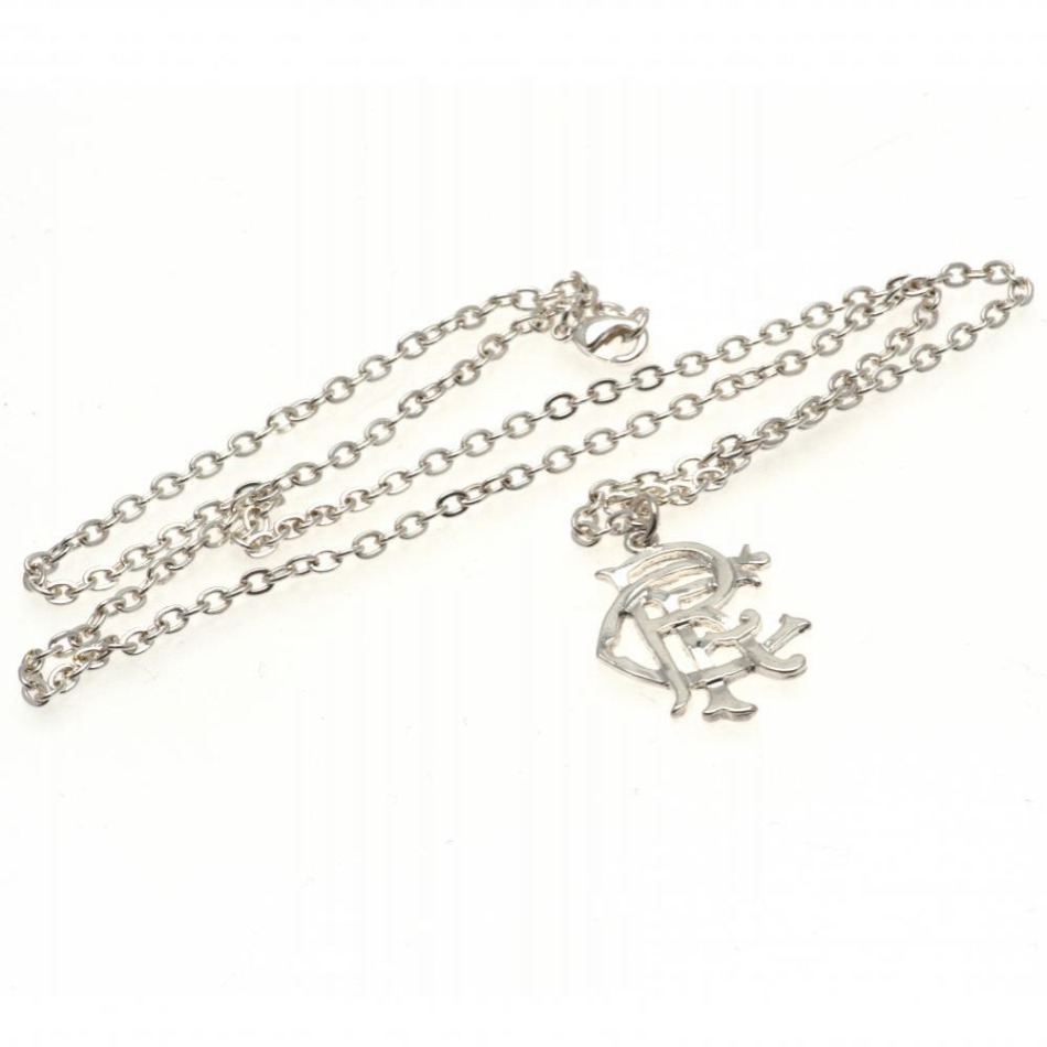 FC Rangers řetízek na krk s&nbsp;přívěškem Silver Plated Pendant & Chain - FC Rangers klíčenky, náramky, šperky