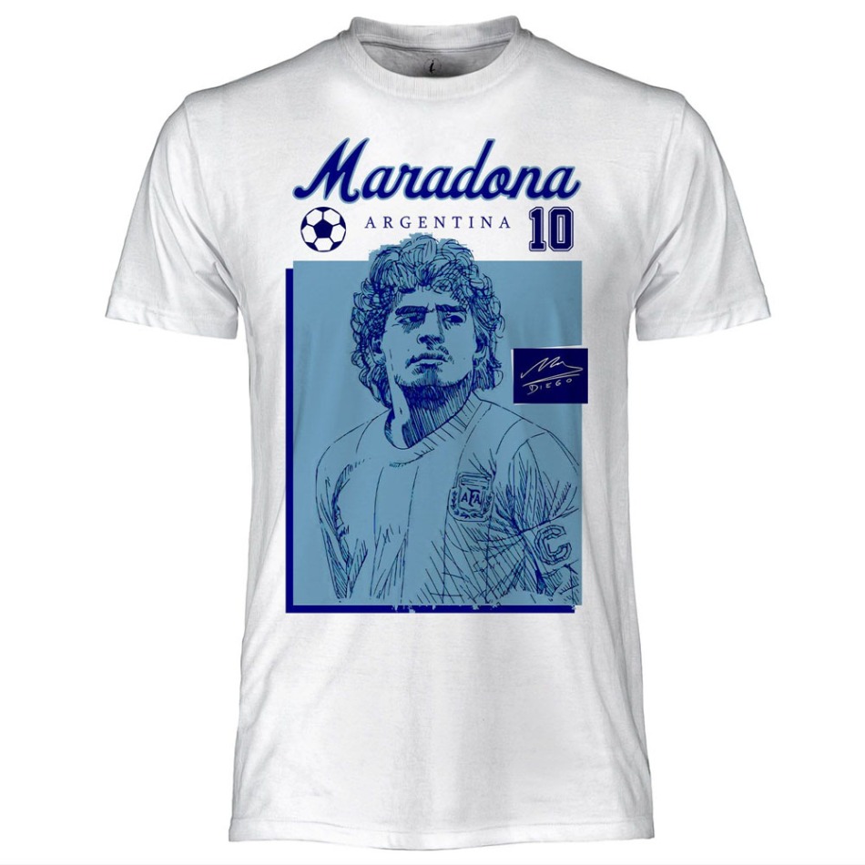 Fotbalové reprezentace pánské tričko Argentina Diego Maradona Photo white - Fotbalové reprezentace trička, polo trička, košile