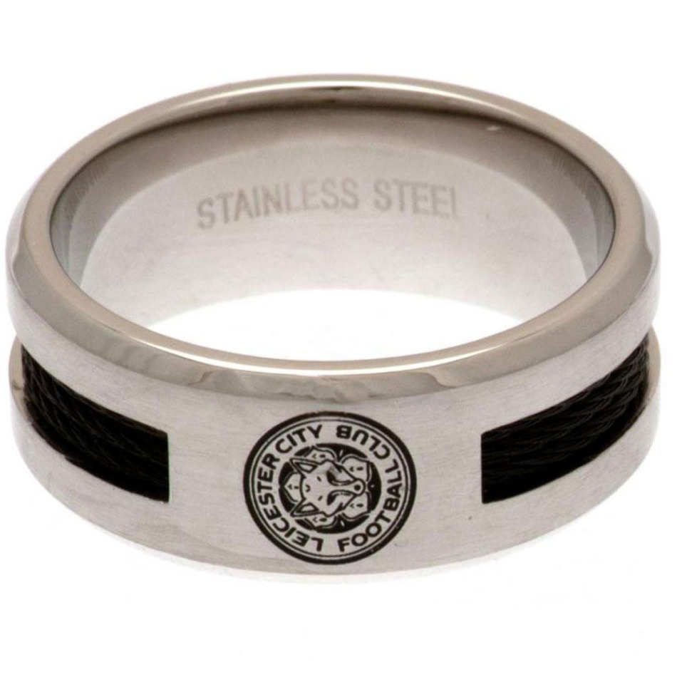 Leicester City prsten Black Inlay Ring Small - Leicester City klíčenky, náramky, šperky