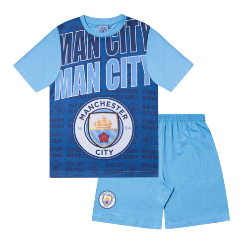 Manchester City dětské pyžamo text navy - Manchester City dětské oblečení