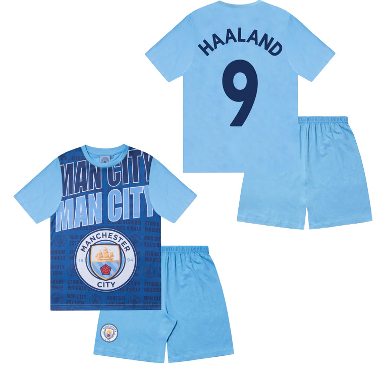 Manchester City dětské pyžamo Text Haaland - Manchester City dětské oblečení
