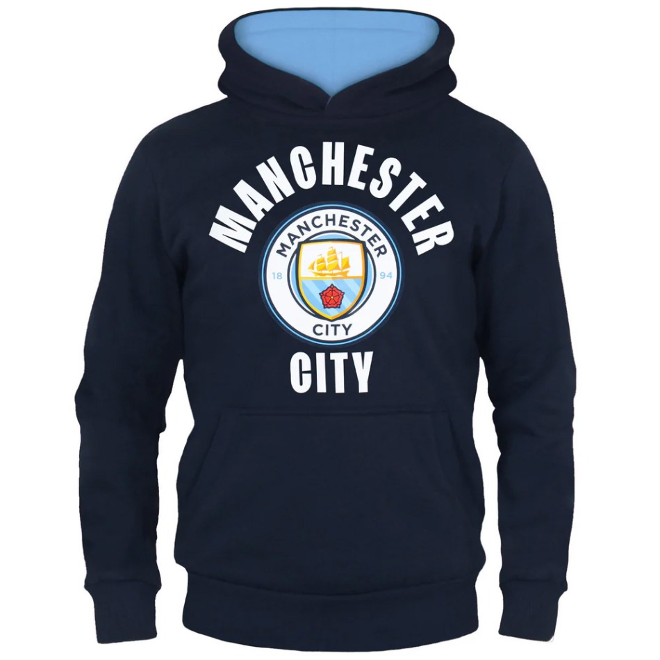 Manchester City dětská mikina s&nbsp;kapucí Hoody navy - Manchester City dětské oblečení
