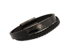 Manchester City kožený náramek Black IP Leather Bracelet