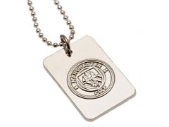 Manchester City řetízek na krk se psí známkou Silver Plated Dog Tag & Chain