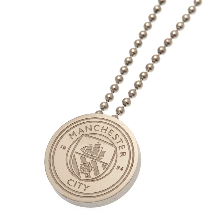 Manchester City řetízek na krk s&nbsp;přívěškem Stainless Steel Pendant & Chain - Manchester City klíčenky, náramky, šperky