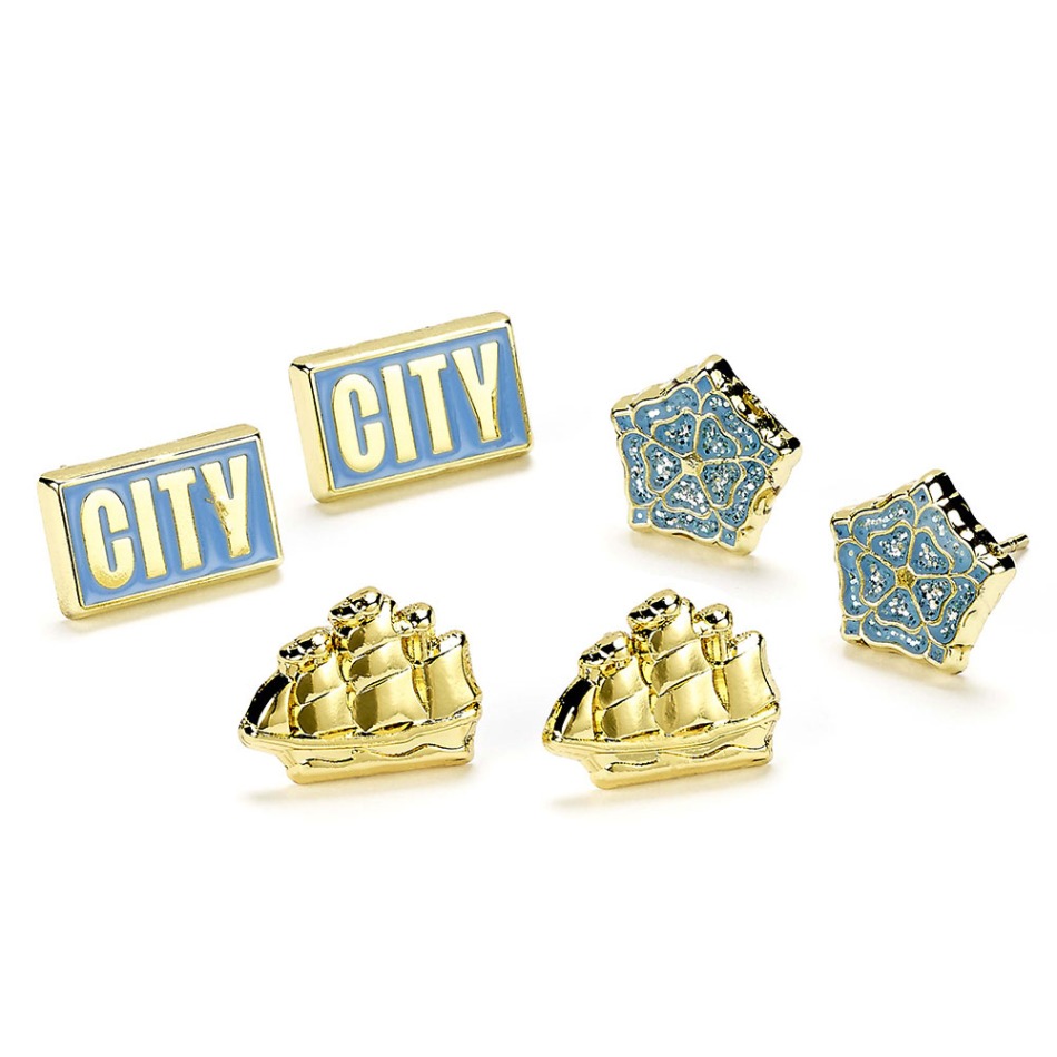 Manchester City sada náušnic three unique designs - Manchester City klíčenky, náramky, šperky