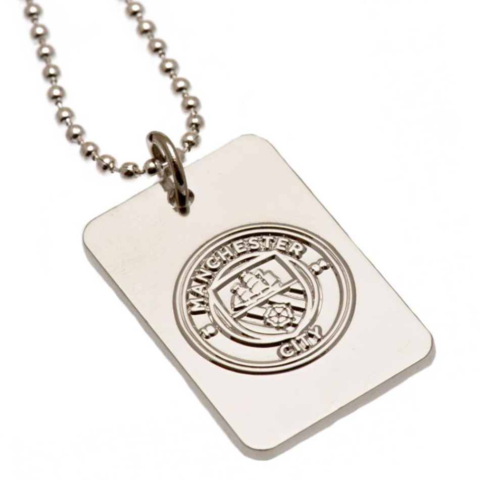 Manchester City řetízek na krk se psí známkou Silver Plated Dog Tag & Chain