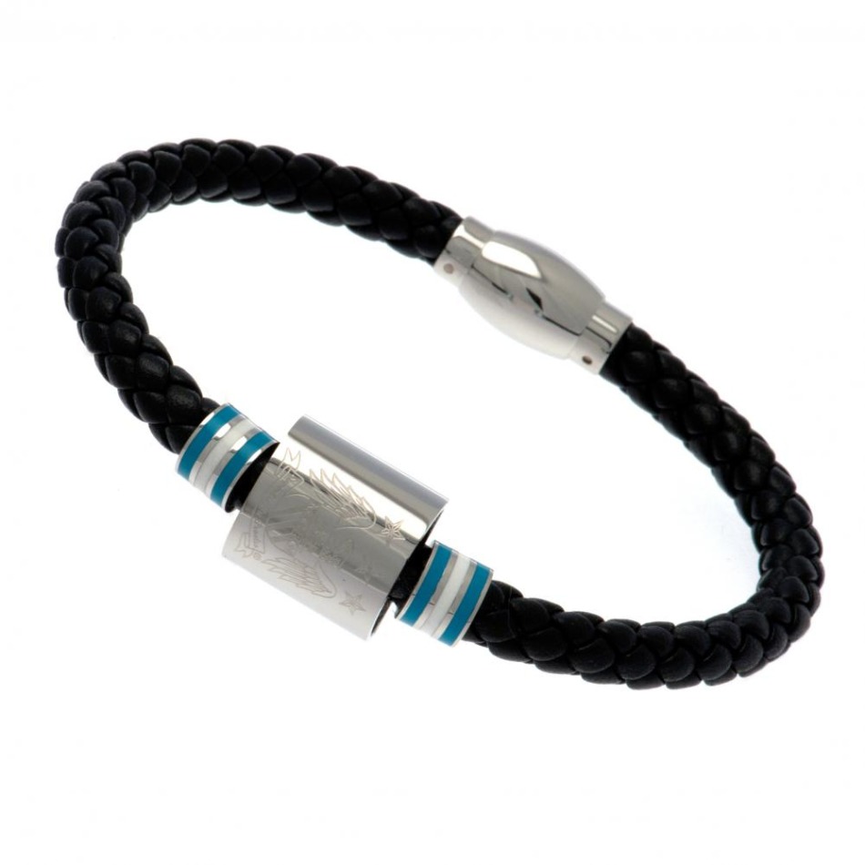 Manchester City kožený náramek Colour Ring Leather Bracelet