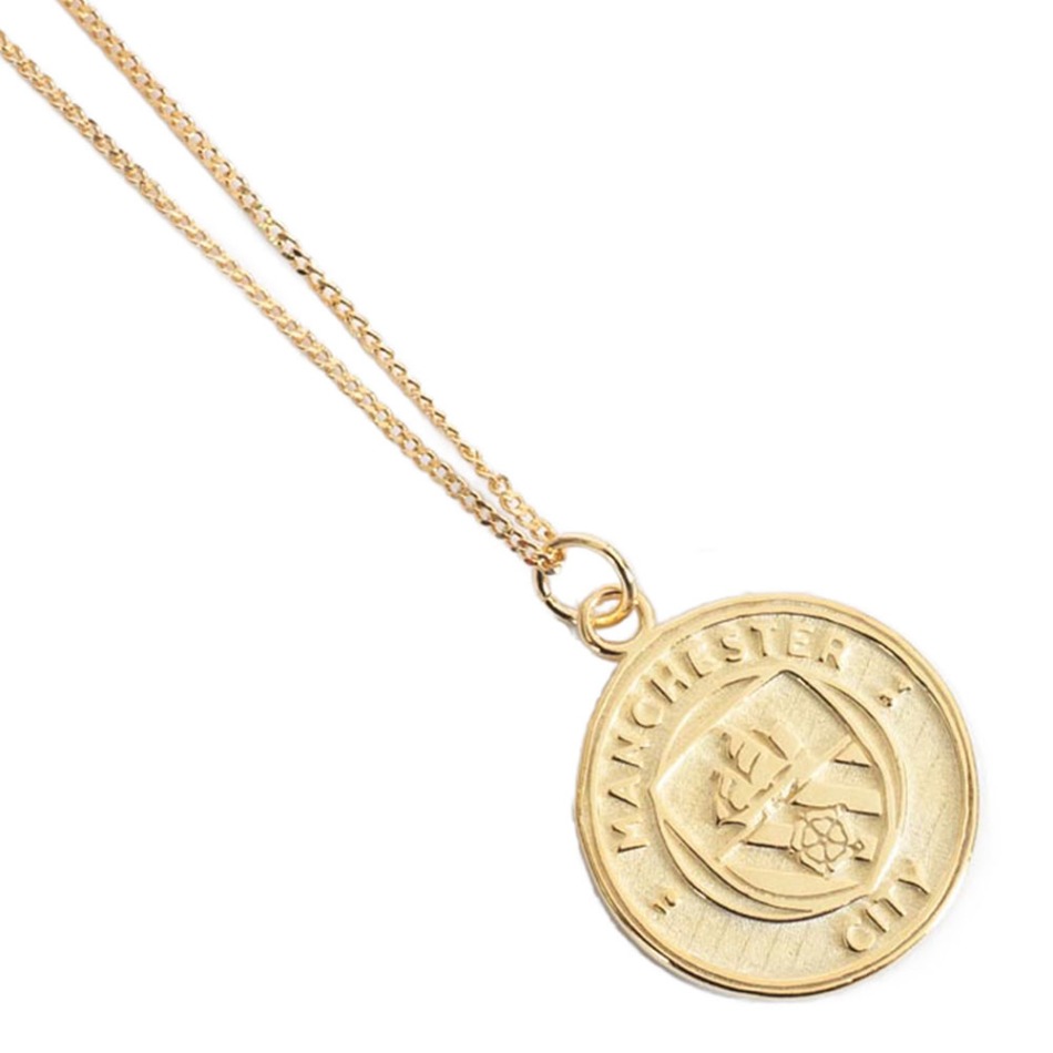 Manchester City řetízek na krk s přívěškem 18ct Gold Plated on Silver