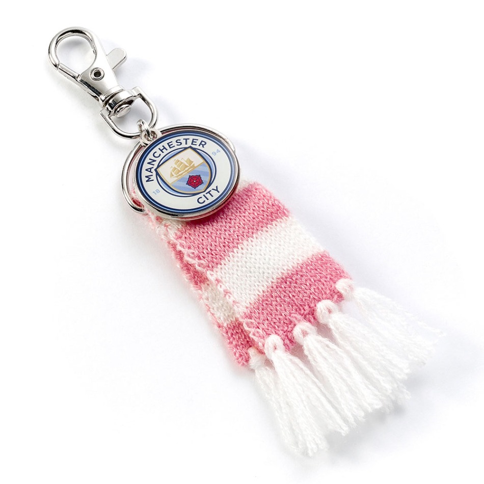 Manchester City přívěšek na tašku Pink Bar Scarf - Manchester City klíčenky, náramky, šperky