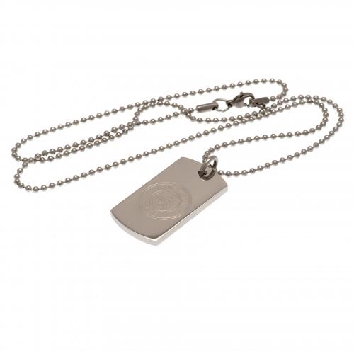 Manchester City řetízek na krk se psí známkou Engraved Dog Tag & Chain - Manchester City klíčenky, náramky, šperky