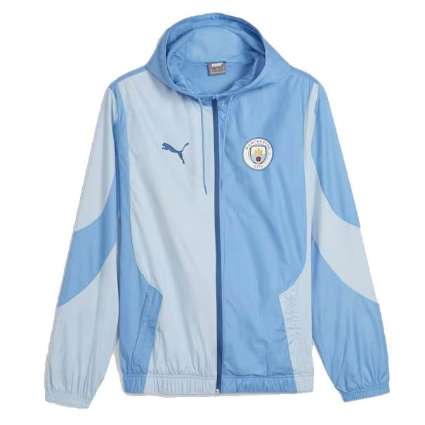 Manchester City pánská bunda s&nbsp;kapucí Pre-Match blue - Manchester City mikiny, bundy
