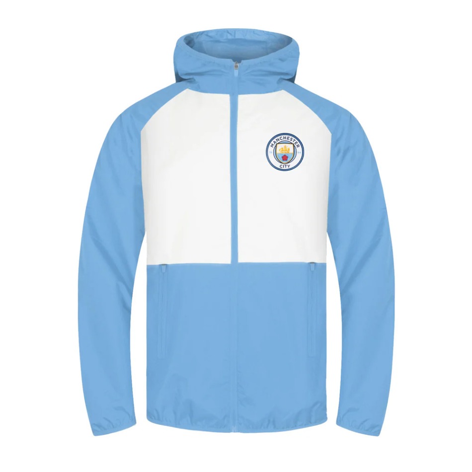 Manchester City pánská bunda s&nbsp;kapucí Shower white - Manchester City mikiny, bundy
