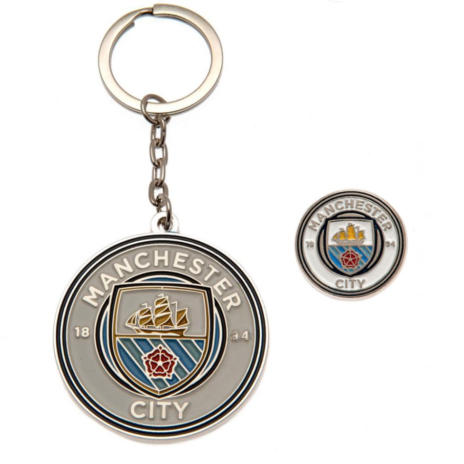 Manchester City klíčenka a&nbsp;odznáček design set - Manchester City ostatní suvenýry