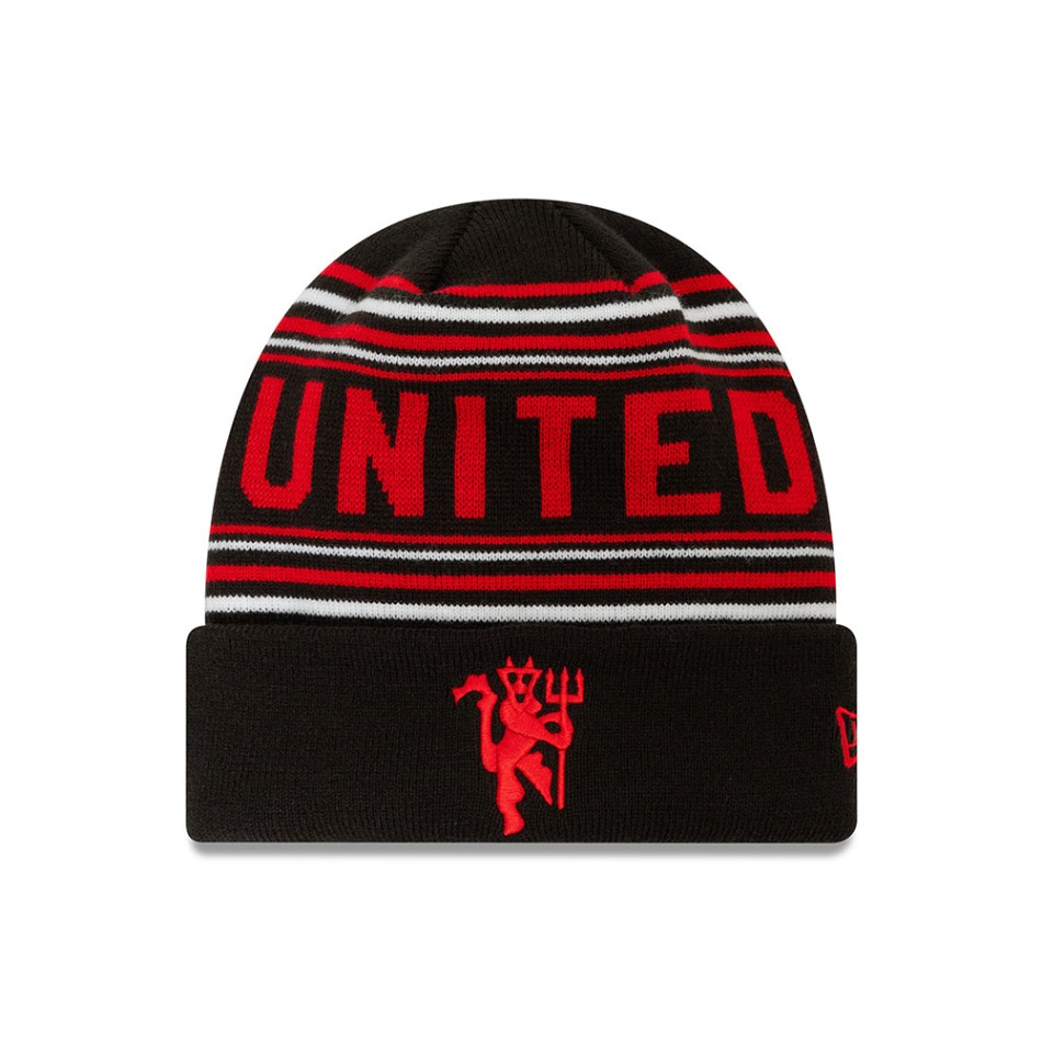 Manchester United zimní čepice Stripe Cuff - Manchester United šály, čepice, rukavice
