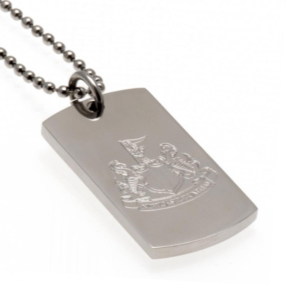 Newcastle United řetízek na krk se psí známkou Engraved Dog Tag & Chain