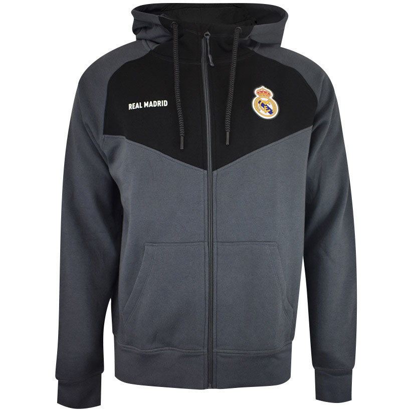 Real Madrid dětská mikina s&nbsp;kapucí Zip gris - Real Madrid dětské oblečení