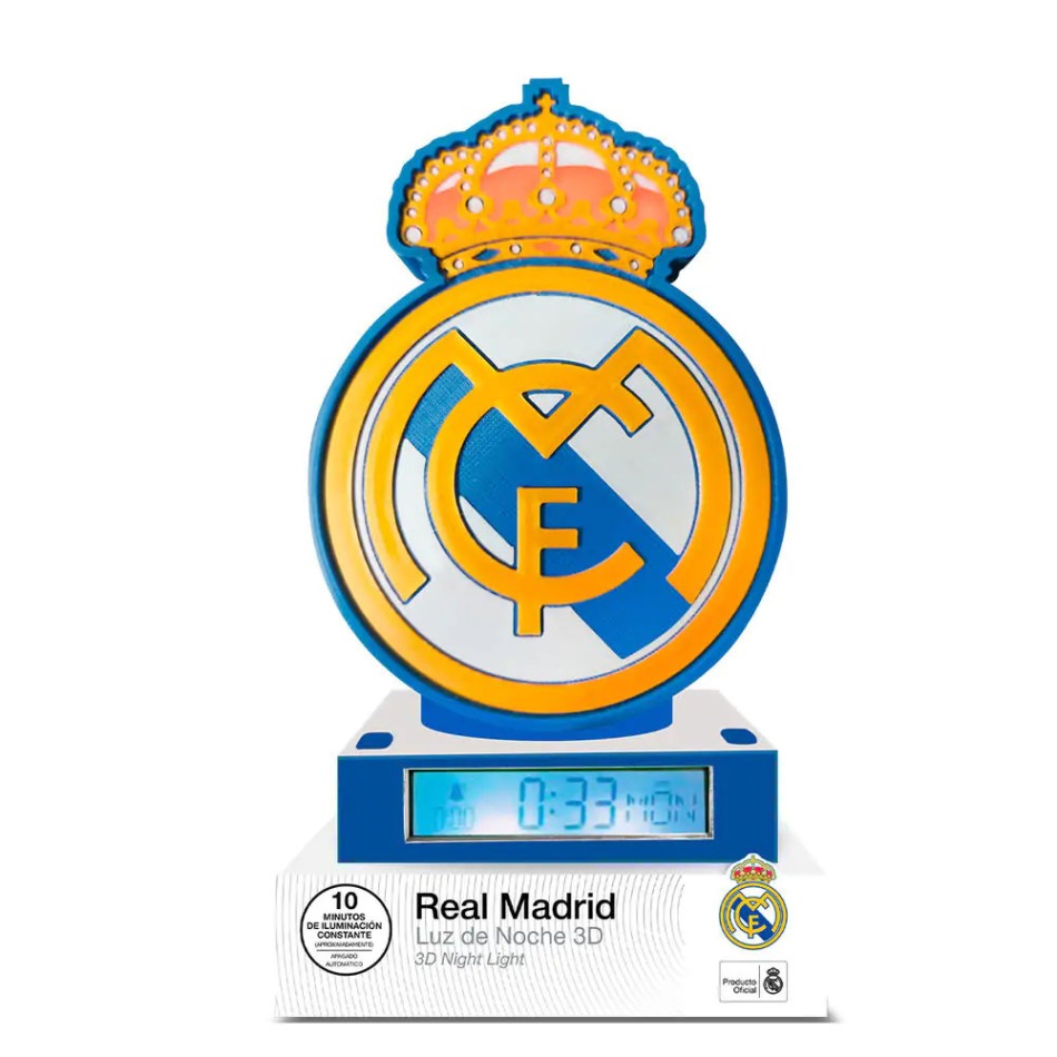 Real Madrid budík with a&nbsp;lamp - Real Madrid hodiny, hodinky, budíky