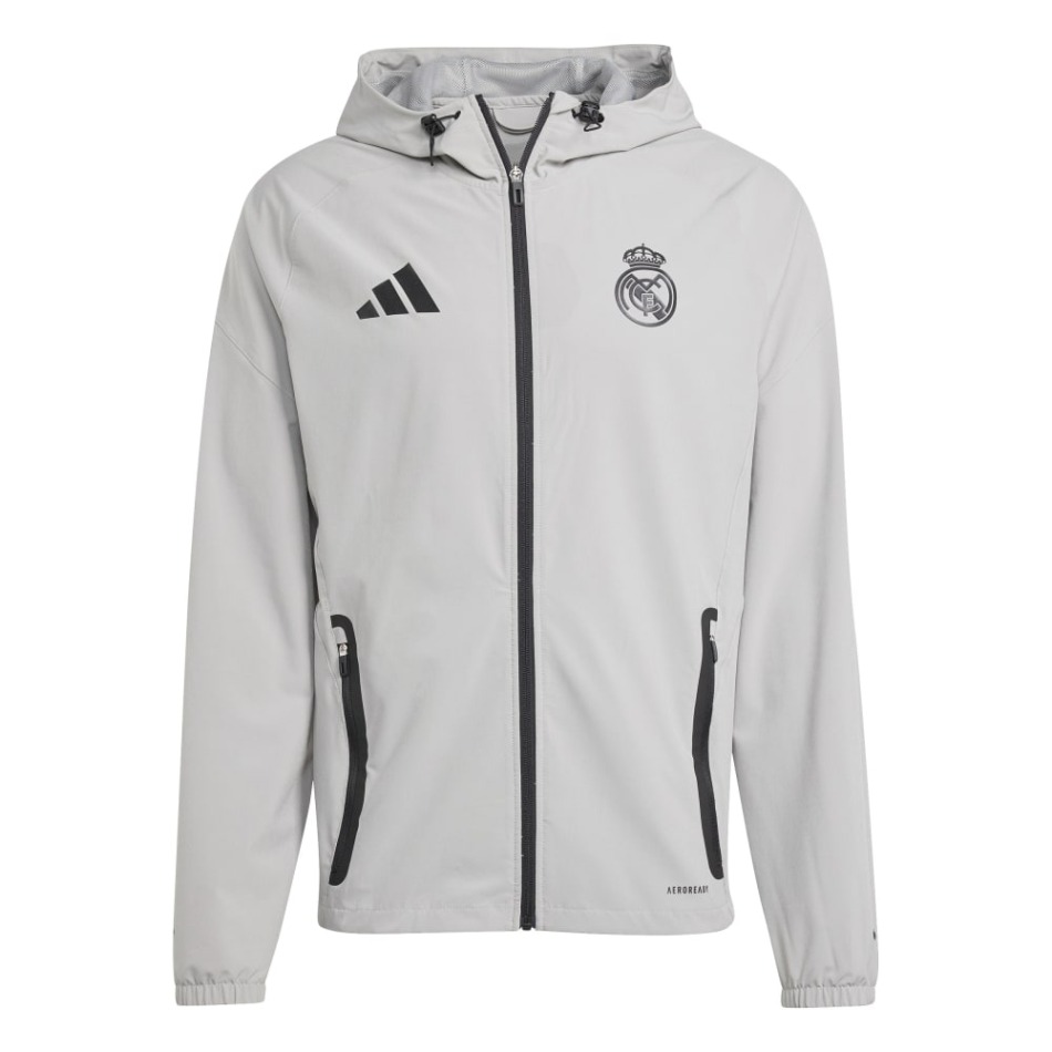 Real Madrid pánská bunda s&nbsp;kapucí Vis Tech Travel grey - Real Madrid mikiny, bundy