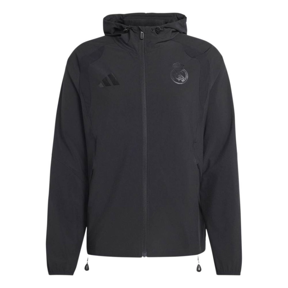 Real Madrid pánská bunda s&nbsp;kapucí Travel Windbreaker black - Real Madrid mikiny, bundy