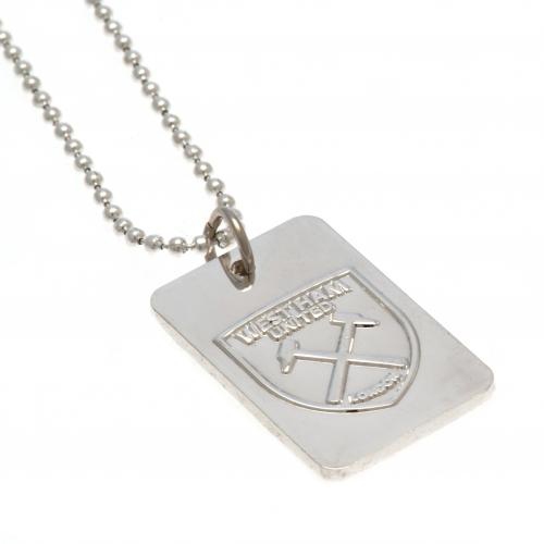West Ham United řetízek na krk se psí známkou Silver Plated Dog Tag & Chain - West Ham United klíčenky, náramky, šperky