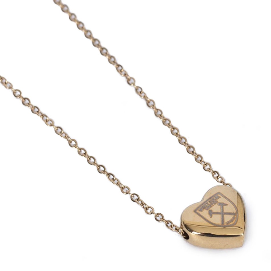 West Ham United přívěšek na krk Gold Plated Heart Necklace - West Ham United klíčenky, náramky, šperky